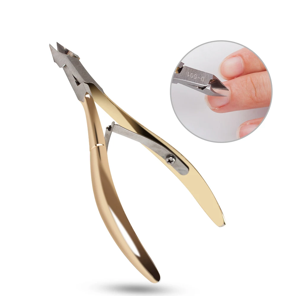 1Pc Stainless Steel Nail Cuticle Scissors Manicure Pedicure Tools Golden/Silver/Rainbow Dead Skin Scissor Nipper Clipper Tool - Color: Golden Recommend