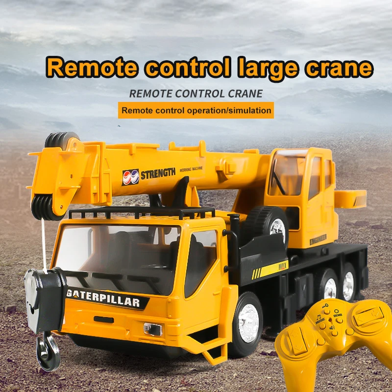 Rc Hoist Crane Model Toys For Kids Lift Construction Engineering Trucks Car Remote Control Alloy Crane Transporter Children Toy