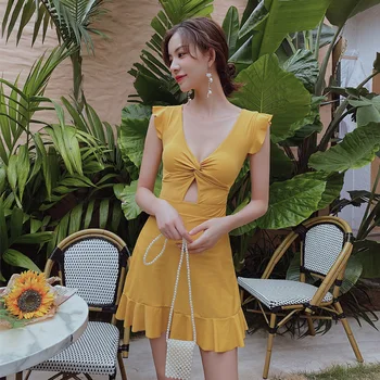 

High Waist Swimsuit One-Piece Swimsuits Swimwear For Women Woman 2019 One Piece Onepiece New Hot Lace Up With Skirt Falbala