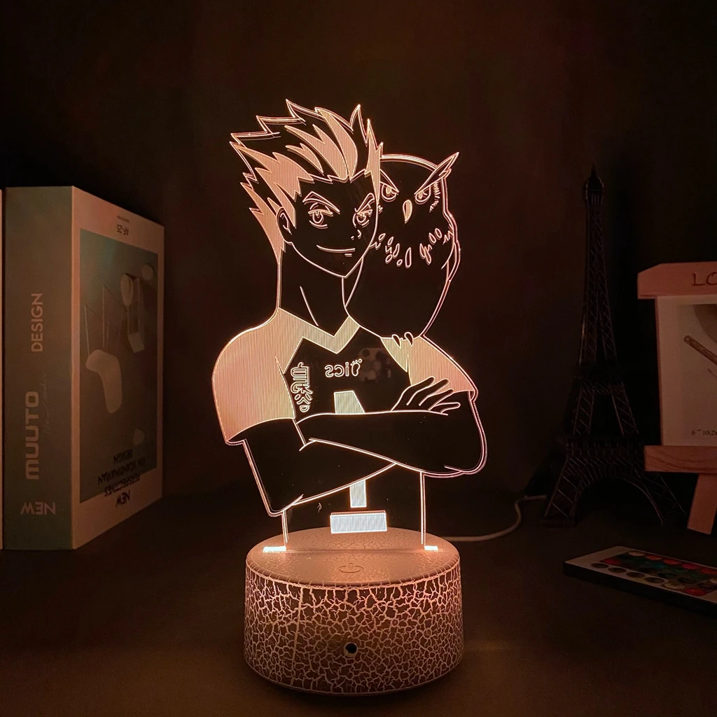 

Фигурка Аниме Haikyuu Shoyo Hinata, акриловый светодиодный ночсветильник, Светодиодная панель для детской спальни, Декор, ночсветильник манга Haikyuu