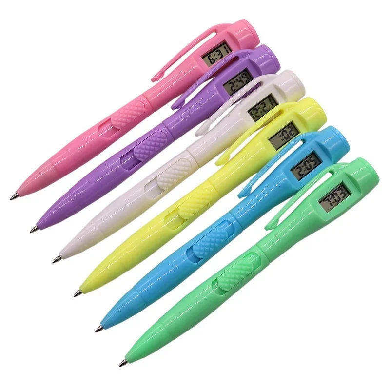 

1Pc Creative Digital Clock Ballpoint Pen Electronic Watch Student Pen New Student Stationery Random Color