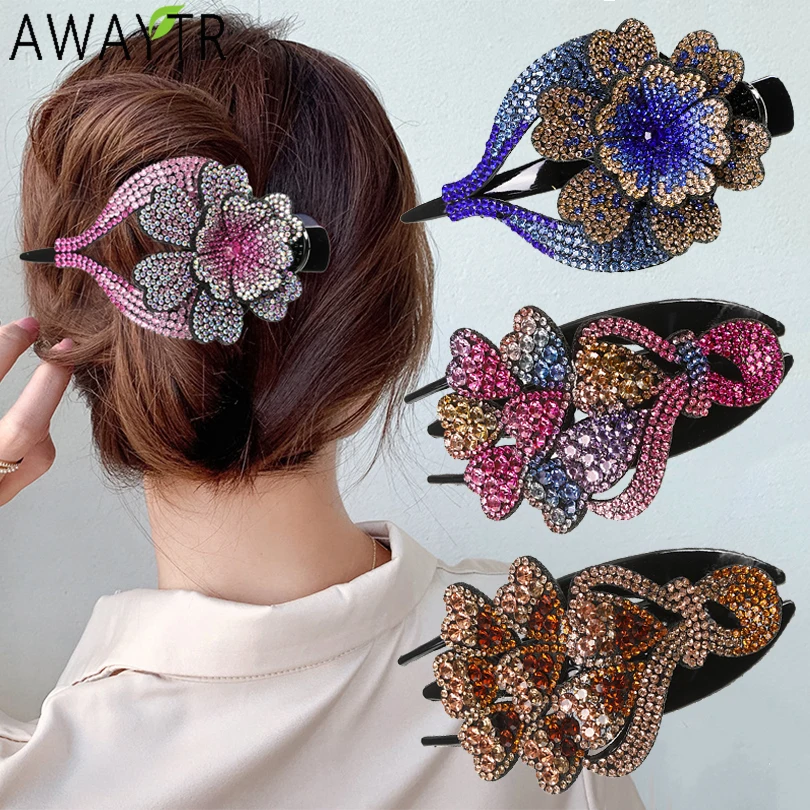 Oversized Peacock Duckbill Clip Fashion Crystal Hairpin Women Hair clip Rhinestones Flowers Hair Claws Girl Hair Accessories william morris dragons peacock backpack boy girl kids student school bookbag victorian art daypack preschool primary bag outdoor