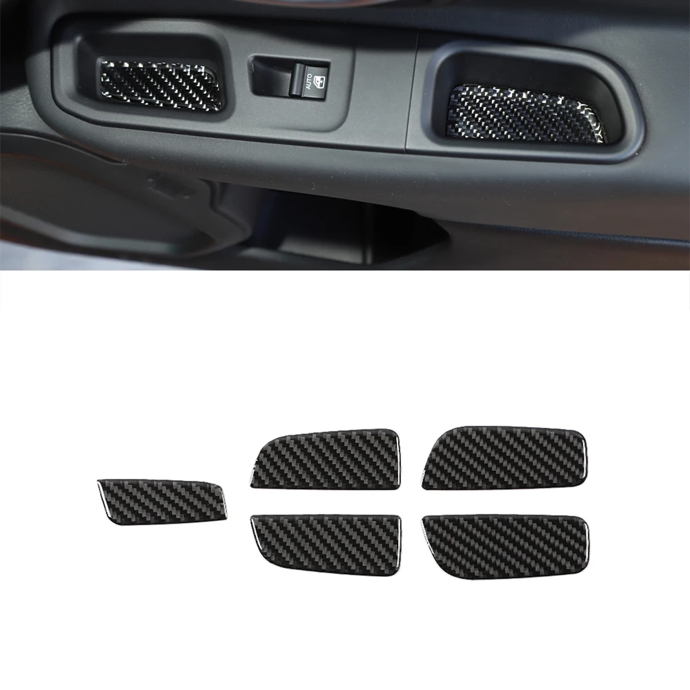 

Car Window Lifter Plate Gasket Decoration Stickers for Jeep Renedage 2015 2016 2017 2018 2019 2020 2021 Real Black Carbon Fiber
