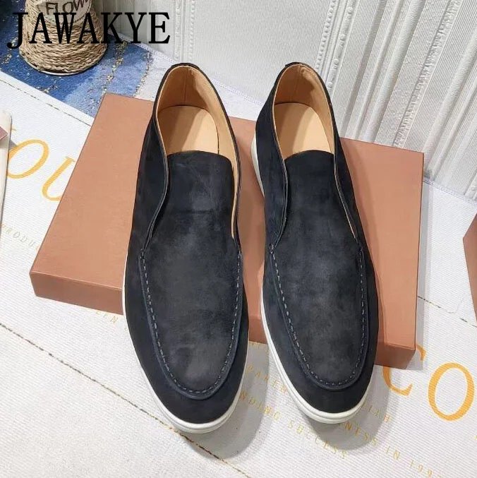2022 Brand High Top Loafers Men Comfort Suede Slip-on Flat Casual Shoes Round Toe Designer Driving Shoes Men Flat Walk Shoes