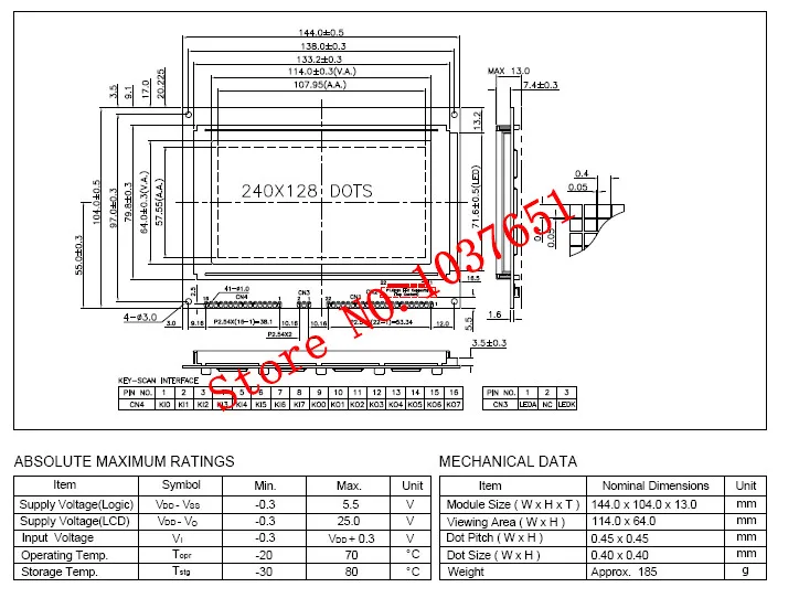 5,1 дюймов 240X128 Графический Dot НОК RA8806 3,3 В синий белый 240128 ЖК-дисплей 144*104 мм 22 контакты LG2401289 промышленных ЖК-дисплей