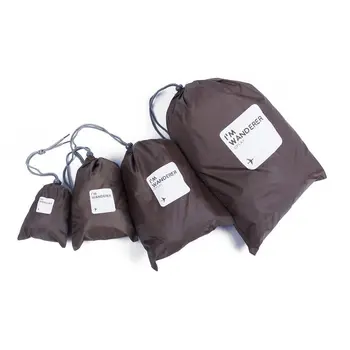 

Set 4PC Waterproof Clothes Storage Bag Packing Square Travel Luggage Organizer Bag Coffee
