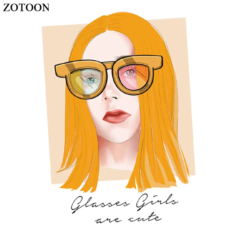 

ZOTOONE Fashion Girls Patches for Clothing Applique Printed DIY Embroidered Colorful Patch Iron on Heat Transfers for Clothes G