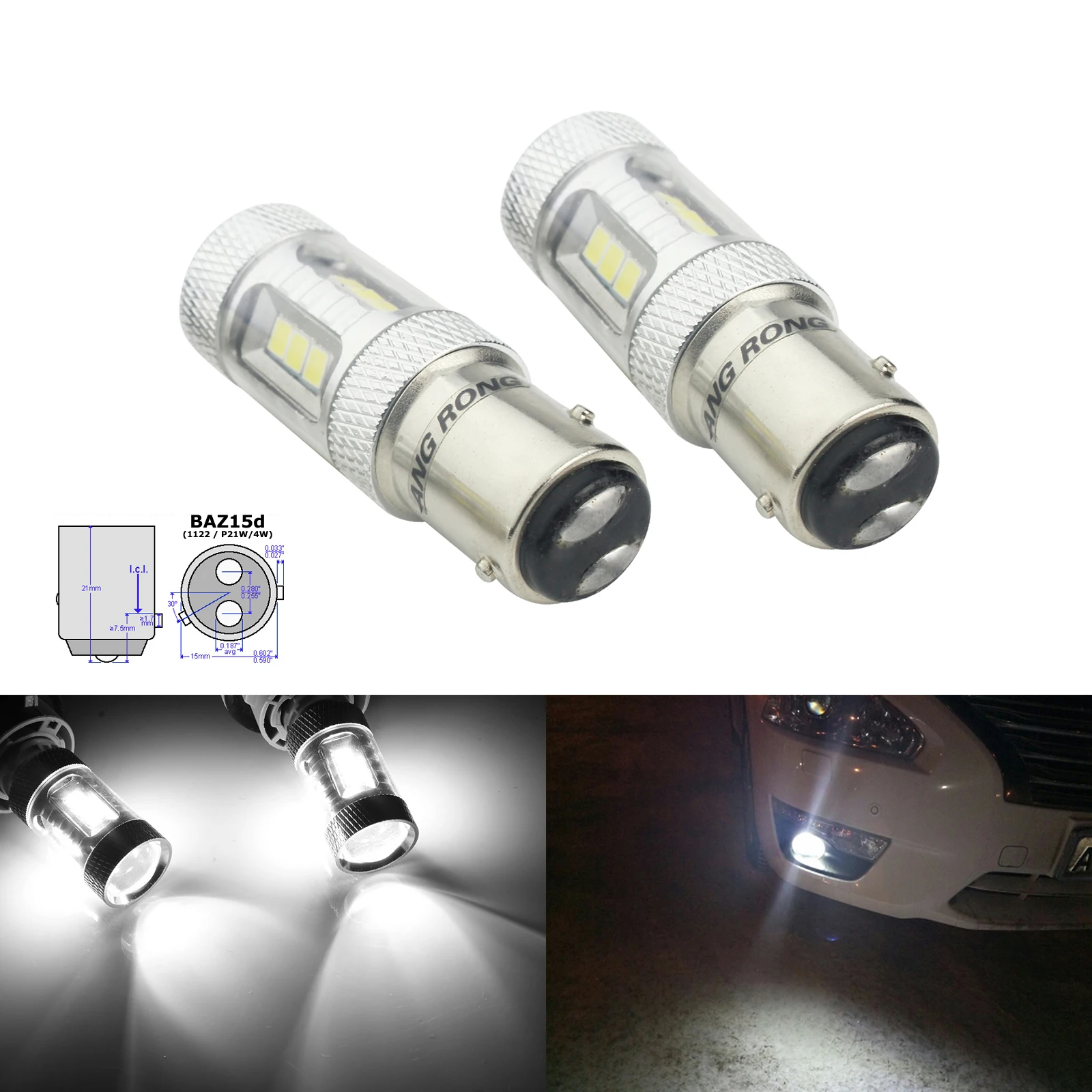 

ANGRONG 2X 566 P21/4W BAZ15d 15 SMD светодиодный индикатор задний противотуманный задний фонарь белый (CA313)
