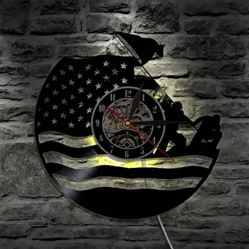 

LED Vinyl Record Wall Clock Modern Design America Style Watch Seven Color Change 3D Decorative Classic CD Wall Clocks Home Decor