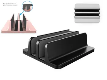 

Base Adjustable Aluminum Alloy Notebook Erected Double Space Holder Metal Vertical Desk Laptop Stand For MacBook For Surface