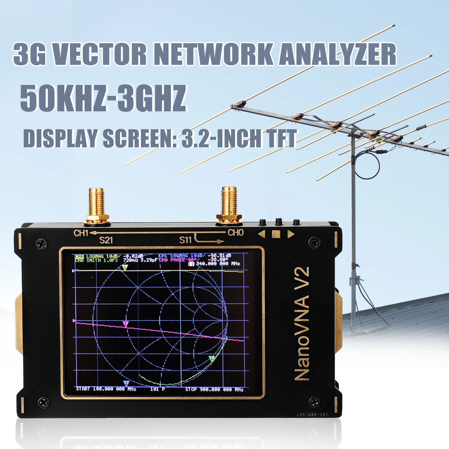 US $69.75 32Inch Large Screen 3G Vector Network Analyzer SAA2 NanoVNA V2 Antenna Analyzer Shortwave HF VHF UHF Measure Duplexer Filter