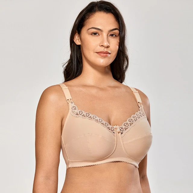 Breast Size 44dwire-free Maternity Nursing Bra - Plus Size Lace Cotton  Support For Breastfeeding