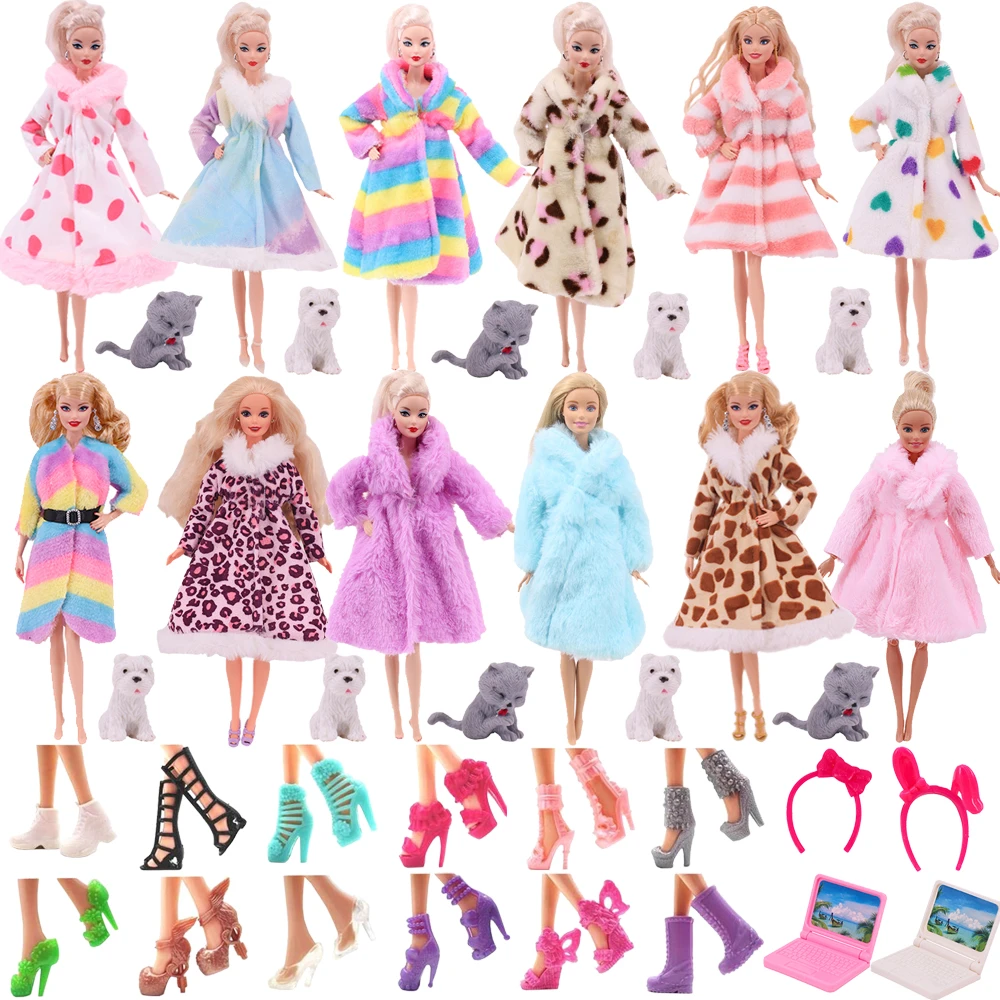 binair Banket zeevruchten Winter Poppenkleertjes Pluche Jas Jurk Fit 11.8Inch Barbies Pop, 30Cm 1/6  Bjd Blythe Pop, mini Laptop Accessoires, Speelgoed Voor Meisje|Poppen  Accessoires| - AliExpress