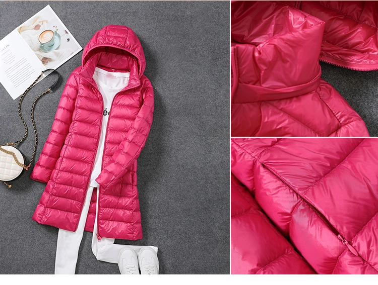 2021 Hot 90% Ultra-light Plus Size Down Coat Jacket Women Hooded Parkas Female Winter White Duck Down Female Warm long Down Coat long duvet coat