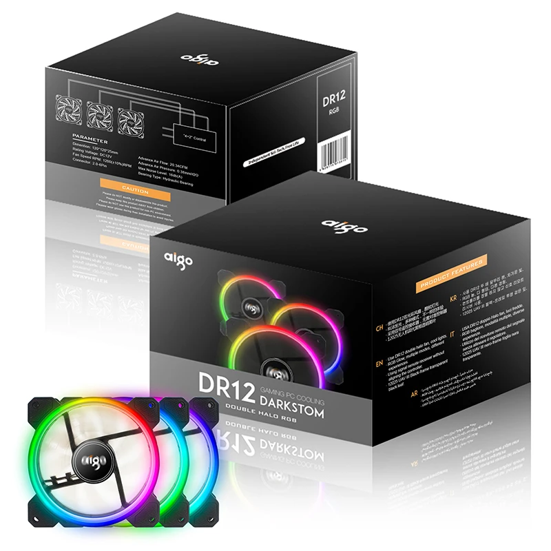 Aigo 2019 DR12 компьютерный ПК Корпус Вентилятор RGB Регулировка светодиодный
