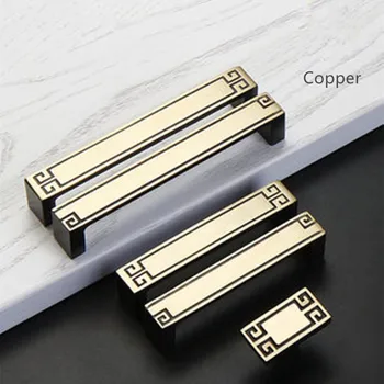 

New Chinese style copper door drawer cabinet shoe cabinet wine cabinet brass retro handle single hole double hole