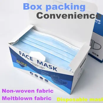 

High Quality Adult use Masks 100/200 Pcs Non Woven Disposable Face Mask 3 Layers Filter Protection Masks Seal Boxed Mascarillas