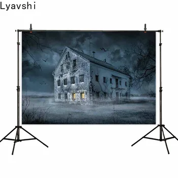 

Lyavshi backgrounds for photography studio overcast horrible shabby Haunted house bats wither tree backdrop Halloween