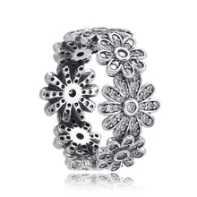 Genuine Vintage 925 Sterling Silver Ring Lady Dazzling Daisy Ring For Women Wedding Engagement Gift Fashion Jewelry