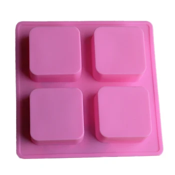 

4 Cavity Baking Accessories Kitchen Gadgets Silicone Square Cookie Cupcake Mould Soap Molds Food Grade Cake Decorating Tools