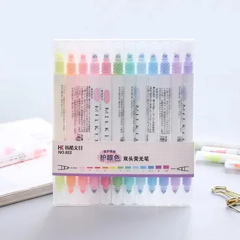 

12 Pcs Mild Liner Double Headed Fluorescent Pen Marker Highlighter Pen Japanese Stationery Zebra Color Cute Stationery