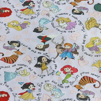 

Cartoon Girl Mermaid Light Purple 100% Cotton Fabric for Gril Clothes Hometextile Cushion Cover Backpacks DIY 140cm Width BL117