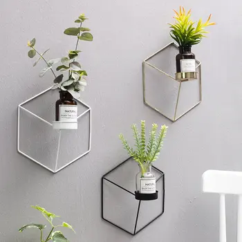 

Nordic Style 3D Geometric Candlestick Metal Iron Wall Hanging Candle Holder Sconce Tea Light Candle Holder For Home Decoration