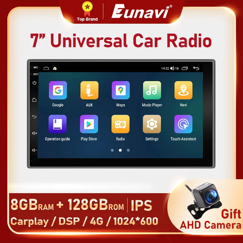 Eunavi DSP 4G 2 Din Android 10 автомобильный Радио Аудио мультимедийный плеер универсальный