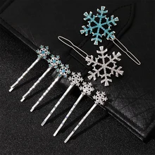 Новые 6 шт./партия для женщин и девочек Рождественские Кристальные снежинки блестящие заколки для волос стразы свадебные заколки детские рождественские аксессуары для волос