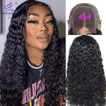

Brazilian Water Wave Closure Wig with Baby Hair 150% Remy 30inch 4X4 Lace Closure Wig Pre Plucked For Black Women Modern Show