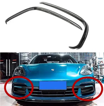 

Carbon Fiber Front Fog Lamp Light Grille Lip Splitters Bumper Spoiler Cover For Porsche Panamera 971 2017 2018 2019 2020 2021