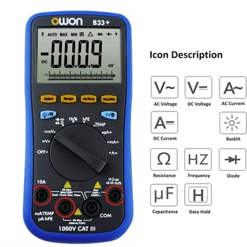 

New bluetooth LCD Digital Multimeter BLE 4.0 with Test Lead K-type Thermocouple 6000 Count Backlight Real 10M Ohms