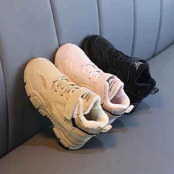 

2019 Hot Sale Children Martin Boots Leather Shoes Boys Autumn Winter Warm Cotton shoes Fashion Girls Kids Boots Non-slip