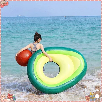

Inflatable Avocado Lounger Gaint Pool Float with Ball Swimming Floaty Raft Beach Toy for Adults & Children Avocado Floating Row
