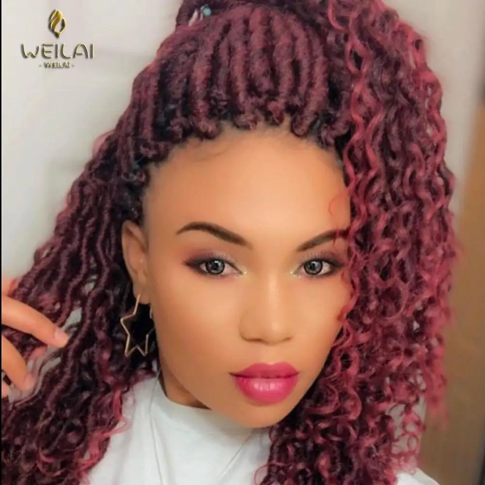

WEILAI Crochet Goddess Locs Hair Extension Artificial Locs Curl Crochet Ombre Synthetic Braided Hair Bohemian Lock 14-18 inches