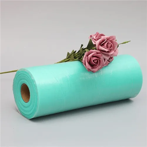 mint green 1" 100y Тюль" рюмочка "ткань Diy ремесло детский душ юбка-пачка скатерть лента из органзы Свадебная вечеринка праздничные украшения принадлежности - Цвет: mint green