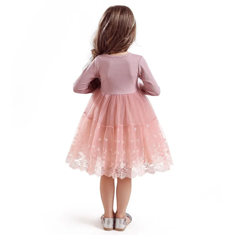 Winter Long Sleeves Kids Dresses For Girs Casual Wear Flower Girls Dress Princess Dress Daily Party Clothes Children's Clothing