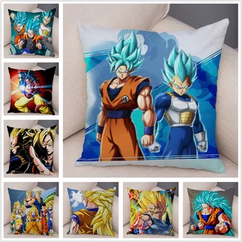 

Super Dragon Ball Z Cushion Cover for Sofa Home Plush 45x45cm Decor Japan Anime Cartoon Son Goku Vegeta Pillowcase Pillow Case