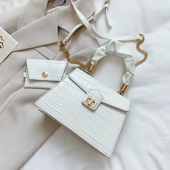 

2 Pcs/set Stone Pattern Small PU Leather Cross Body Bags For Women 2020 Elegant Travel Chain Crossbody Shoulder Handbags