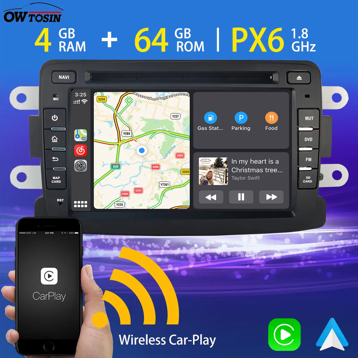 Автомобильный мультимедийный DVD-плеер 7 &quotAndroid 10 PX6 4 Гб + 64 ГБ 5 * USB GPS радио для Renault