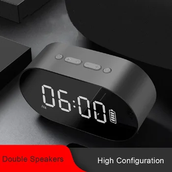 

Alarm Clocks Wireless Bluetooth FM Radio Electronic Digital Alarm Clock LED Mirror Portable LED Table Clock Home Decor Gift