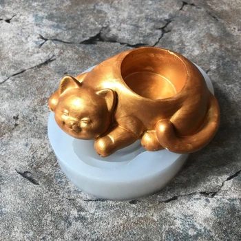 

Cat Shape Silicone Flower Pot Mold DIY Cactus Succulent Planter Candlestick Gypsum Mould Garden Home Decor Table Crafts