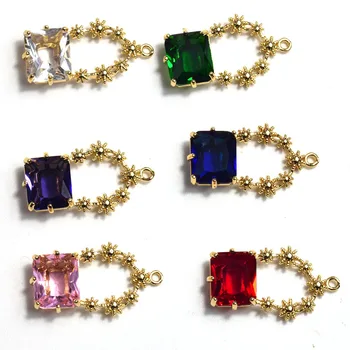 

10pcs 29x17mm Rectangle Crystal Glass Alloy Charm for Hand Made Necklace/Earrings DIY parts,Jewelry Findings & Components