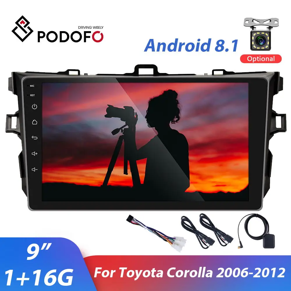 Автомагнитола Podofo 2 Din 9 дюймов Android 8 1 для Toyota Corolla 2006 2012 GPS навигация Wi Fi