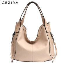 CEZIRA роскошная женская сумка-хобо из искусственной кожи на молнии, Женская Повседневная Сумка-тоут, брендовая Большая вместительная сумка через плечо