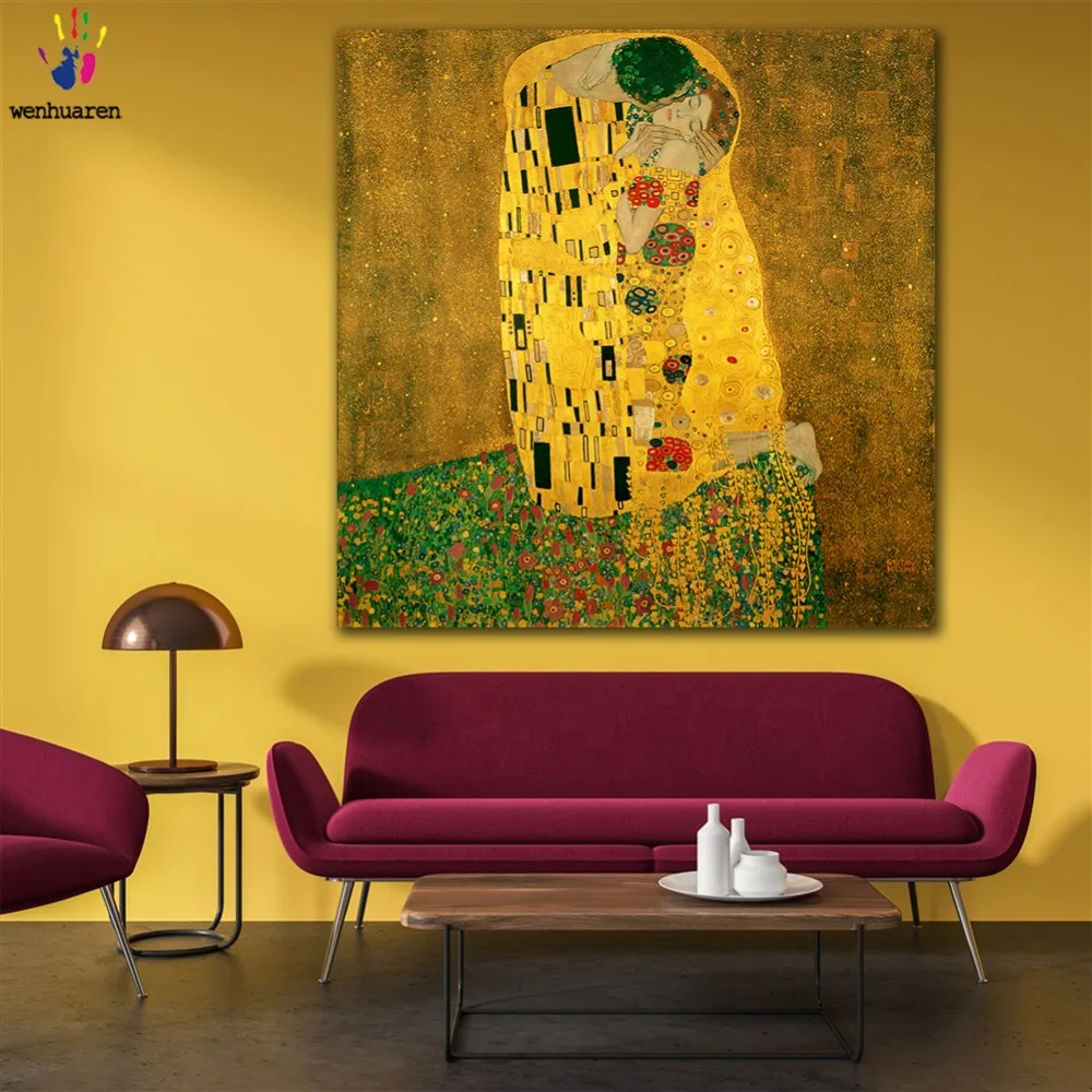 

DIY colorings pictures by numbers with colors Gustav Klimt kiss Symbolism picture drawing painting by numbers framed