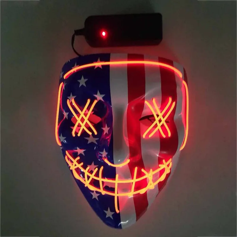 Halloween LED Light Up Party Masks The Purge Election Year Great Funny Flag Masks Festival Cosplay Costume Supplies Glow In Dark