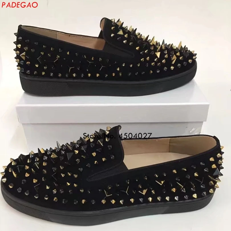 black spiked flats