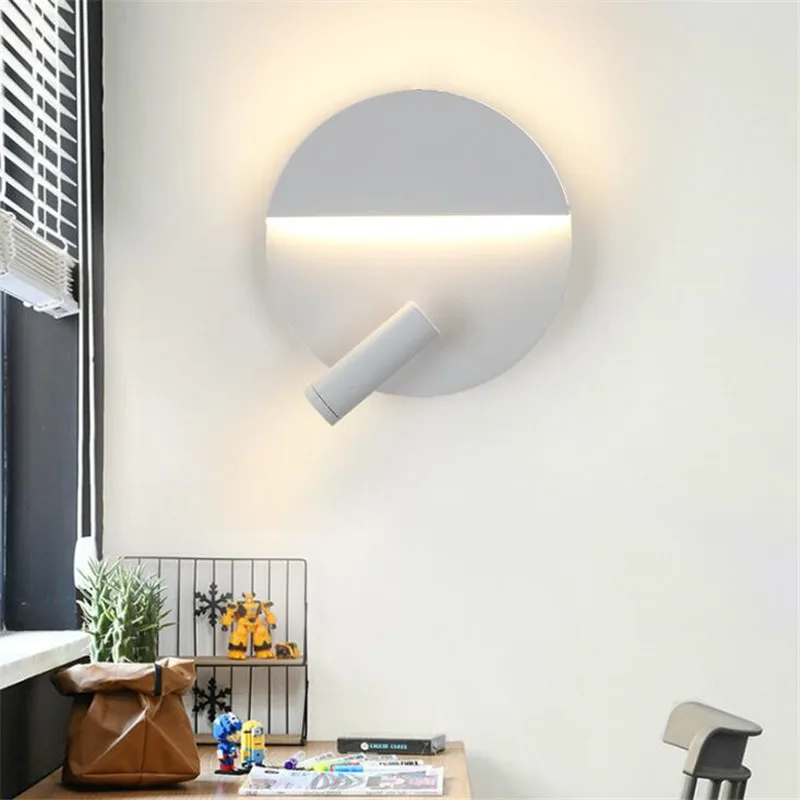 Modern LED Wall Lamp Bedroom Round Square Bedroom Bedside Lights Reading Spotlight Dual Control Rotatable Nordic Decor Lampara