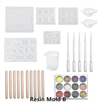 

24 Pcs Ear Stud Earrings Pendant Liquid Silicone Mold Resin Jewelry With Sticks Forfor DIY Making Finding Accessories